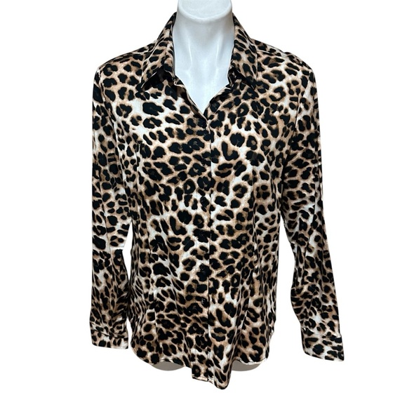 7Avenue design New York company Leopard Print Button Down Shirt - Picture 1 of 7